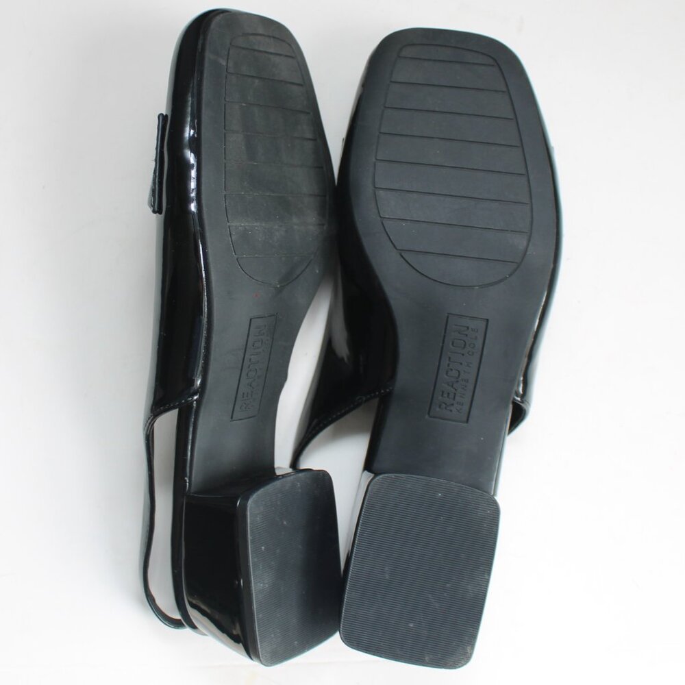 Kenneth Cole Reaction Womens Black Patent Lewis Sling Loafer Block Heels Size 9 - Picture 7 of 8